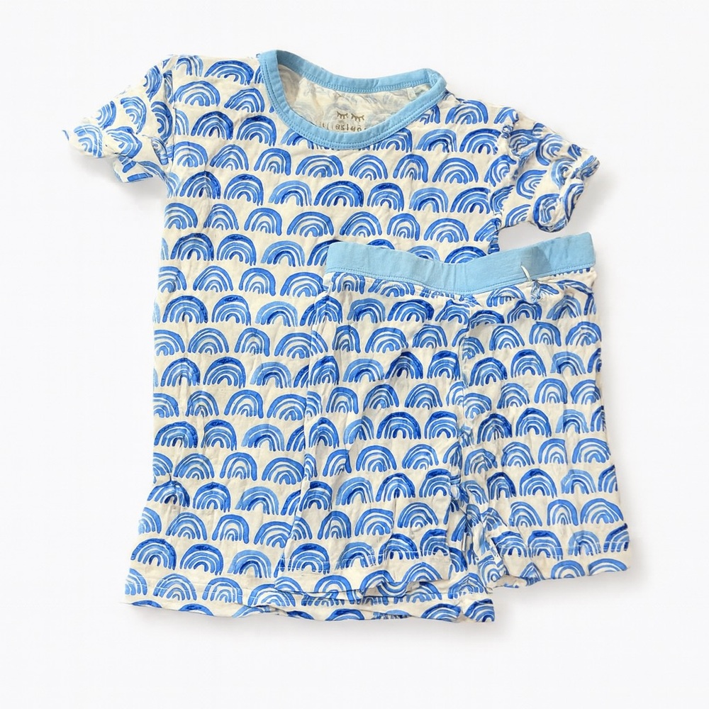 🌈 Little Sleepies “Blue Rainbows” Short Sleeve Pajama Set (3T)